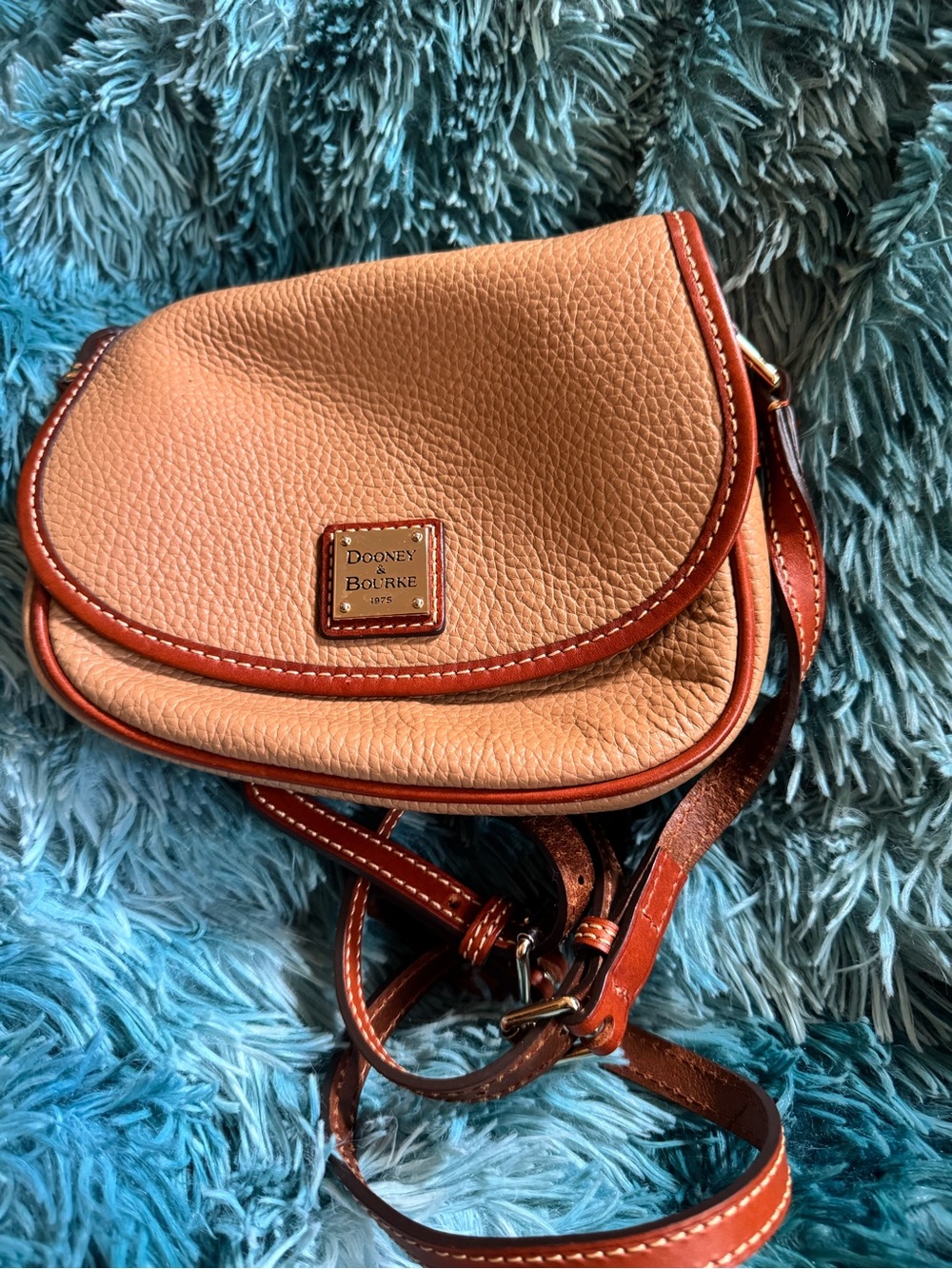 Dooney & Bourke Tan and Brown Pebbled Leather Crossbody
